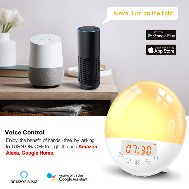 WiFi Voice Control Smart Alarm Clock, Sunrise Natural Wake-up Light