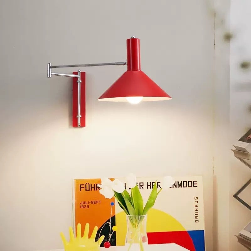 Rocker Arm Wall Lamp, Extended Long Arm, Foldable, Lying Wall Reading Lamp, Wiring-Free